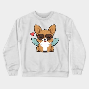 kawaii cute happy dog with butterfly wings Crewneck Sweatshirt